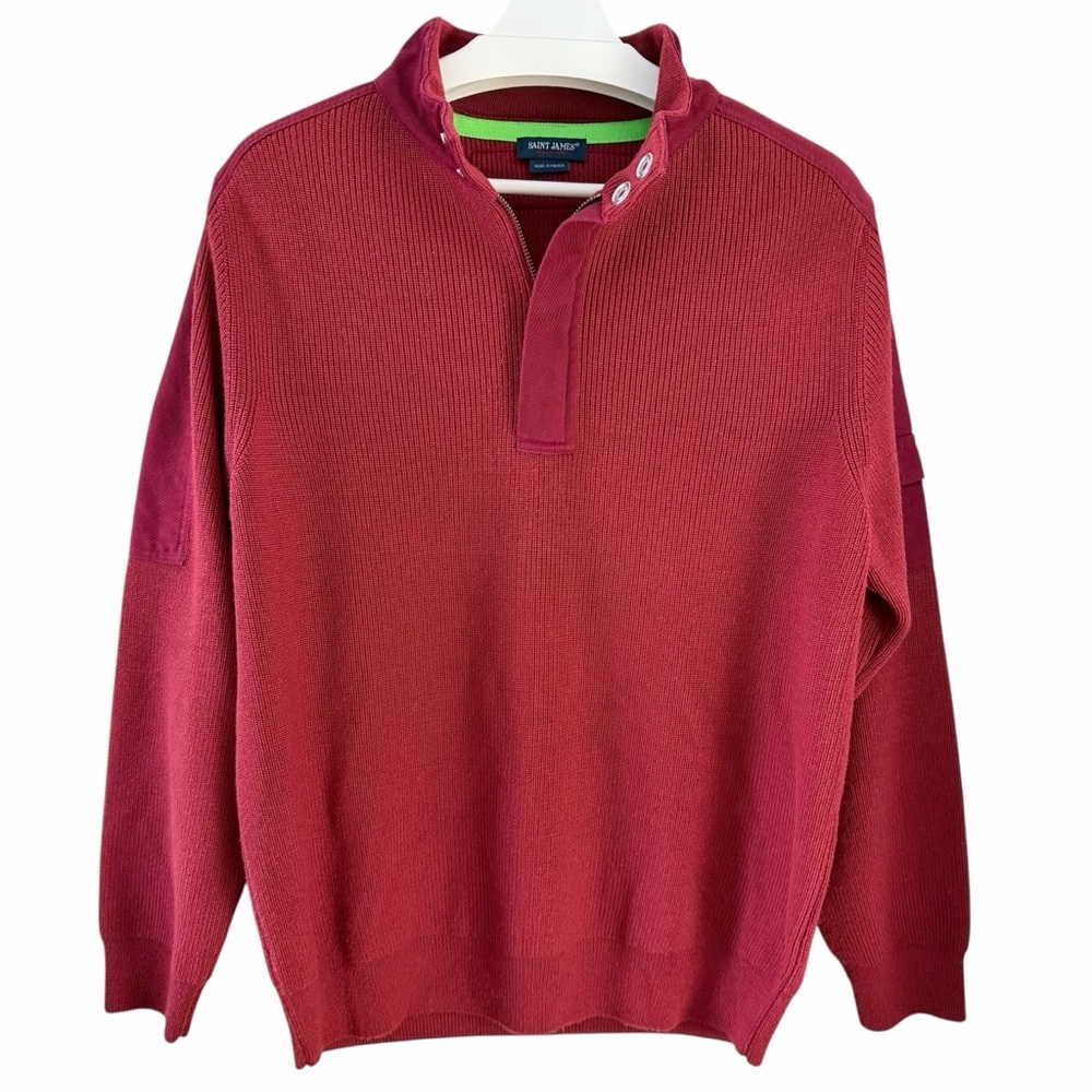 SAINT-JAMES red half zip wool blend sweater l